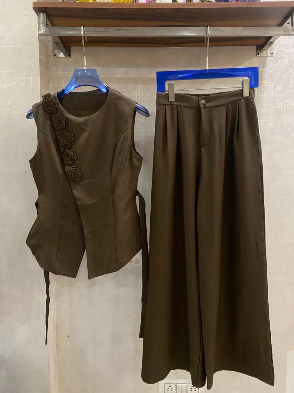 Flower Waist Coat And Pant Set FT769