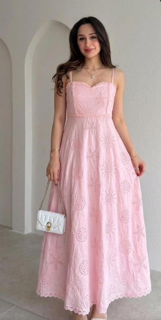 Beautiful Long Crochet Detail Dress FT771