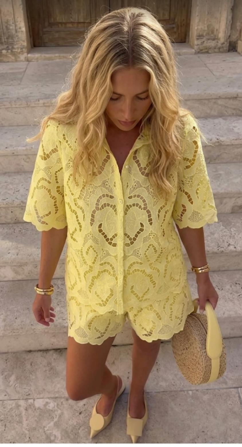 Stunning Lace Detailed Shorts Co-Ord Set FT772