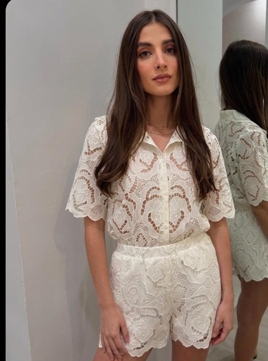 Stunning Lace Detailed Shorts Co-Ord Set FT772