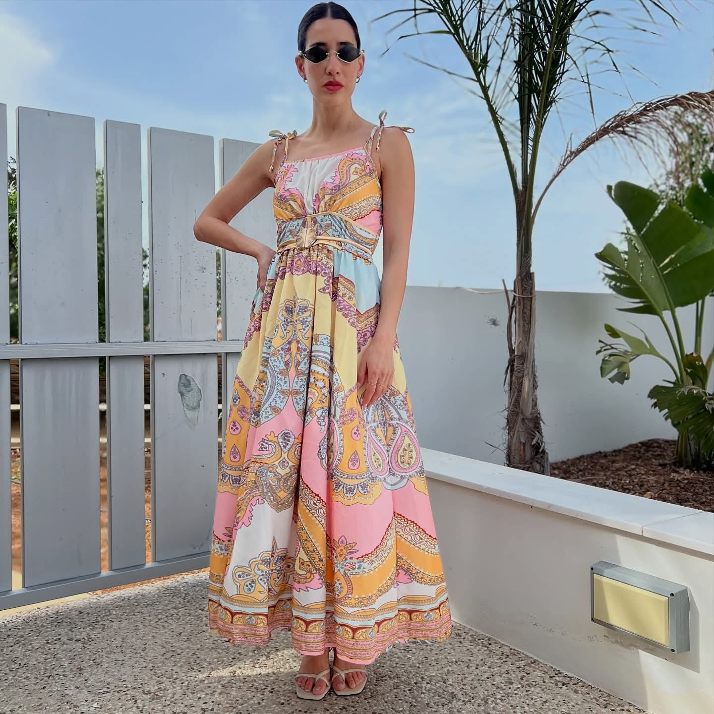 Stunning Paisley Cotton Linen Dress FT774