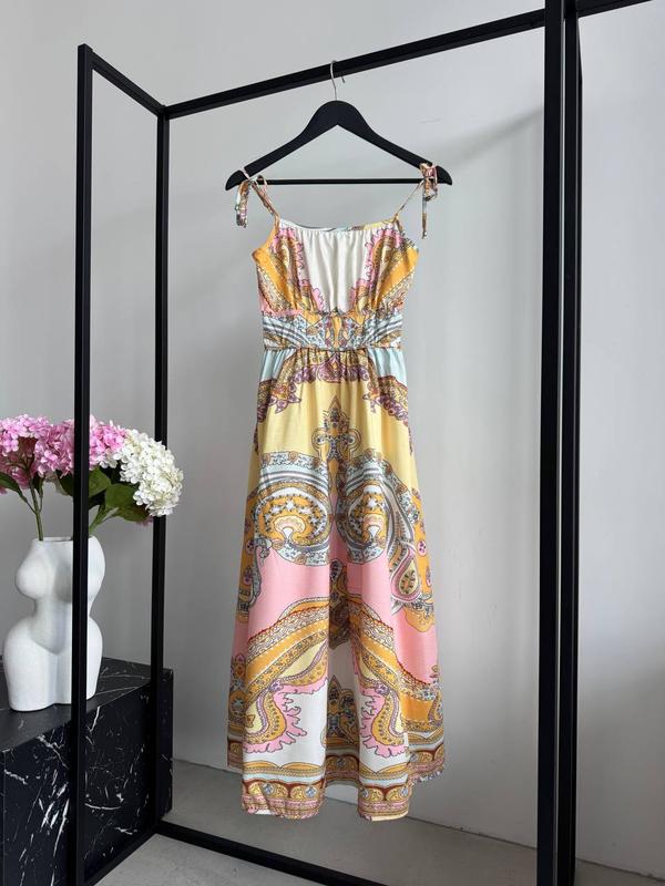 Stunning Paisley Cotton Linen Dress FT774