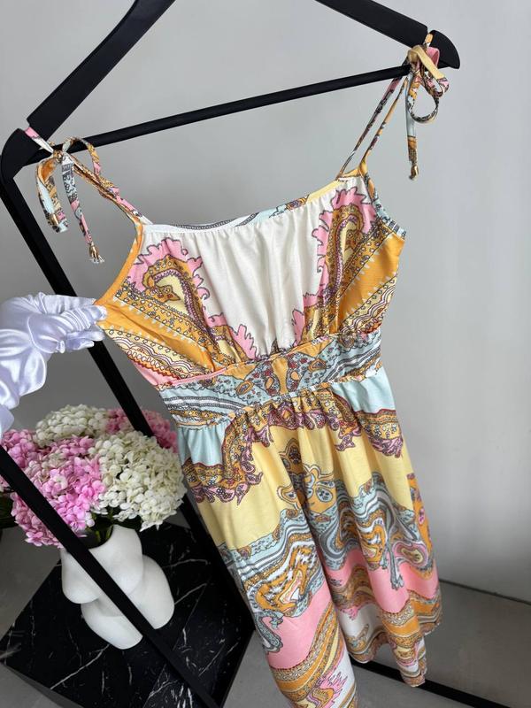 Stunning Paisley Cotton Linen Dress FT774