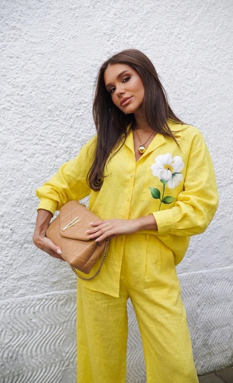 Cotton Linen Hand Painted Luxury Co-Ord Set FT783