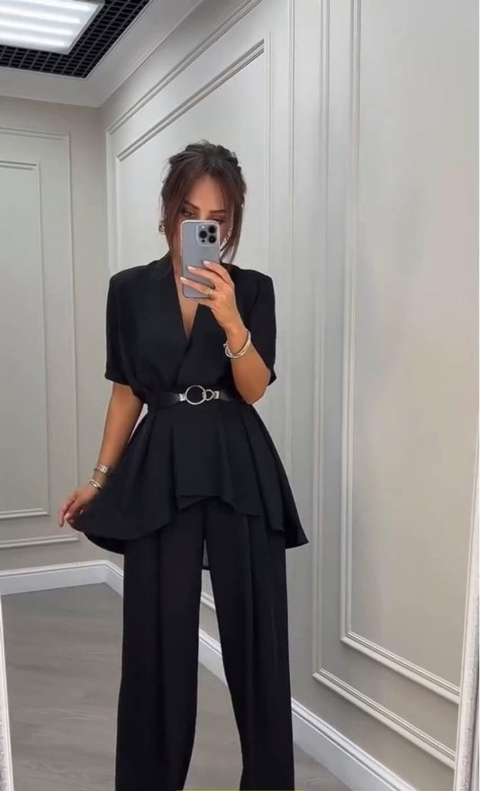 Blazer-Style Flared Top And Pant FT775