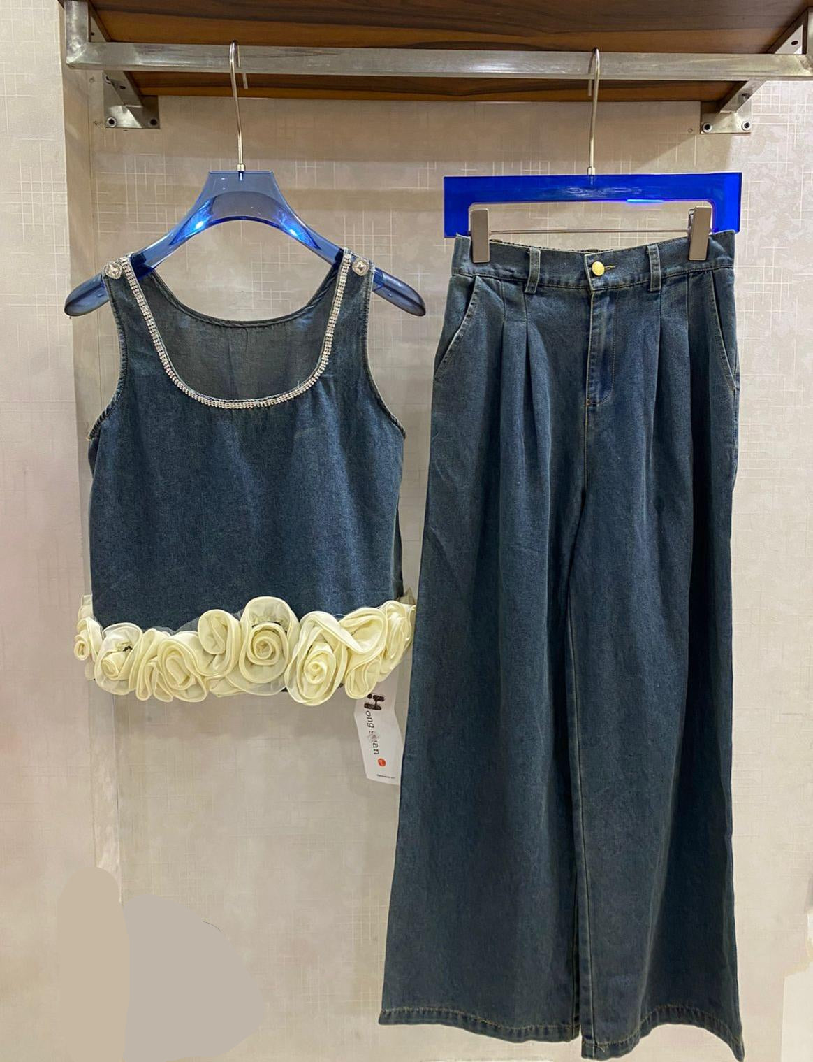 Flower Denim Co-Ord Set FT776