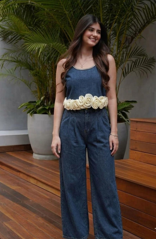 Flower Denim Co-Ord Set FT776