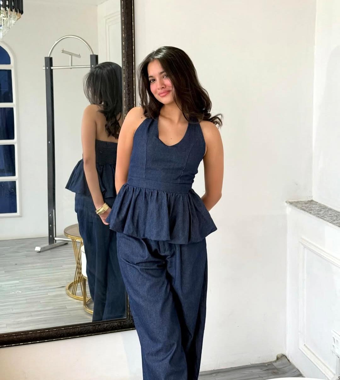 Padded Denim 2 pc Co-Ord Set FT857