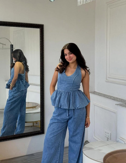 Padded Denim 2 pc Co-Ord Set FT779