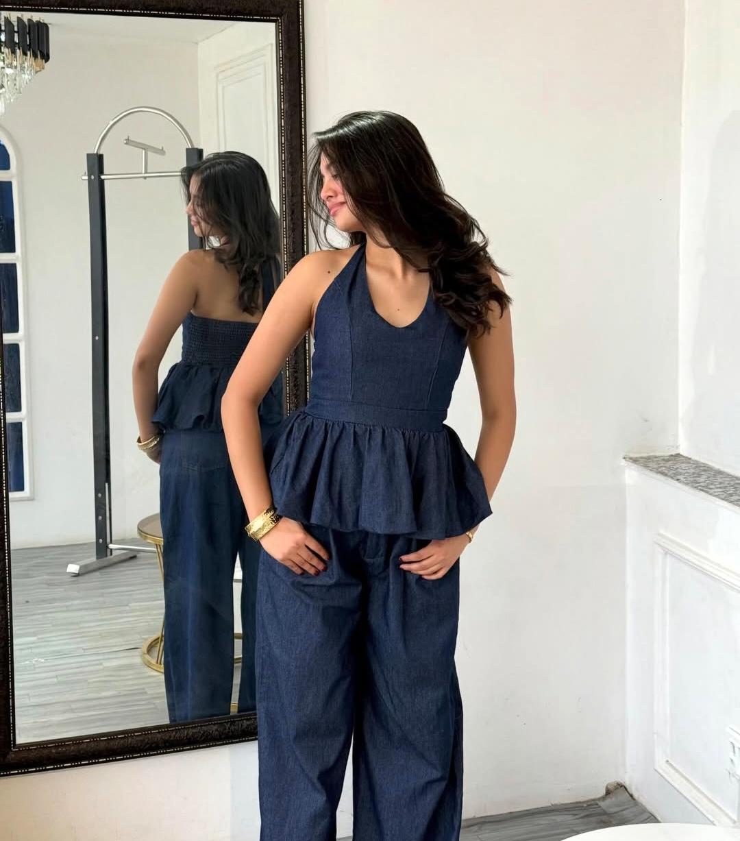 Padded Denim 2 pc Co-Ord Set FT857