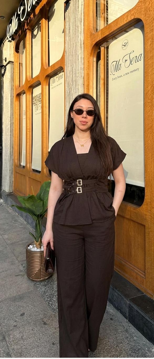 Cotton Linen Inspired Buckle Co-Ord Set FT797