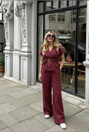 Cotton Linen Inspired Buckle Co-Ord Set FT797