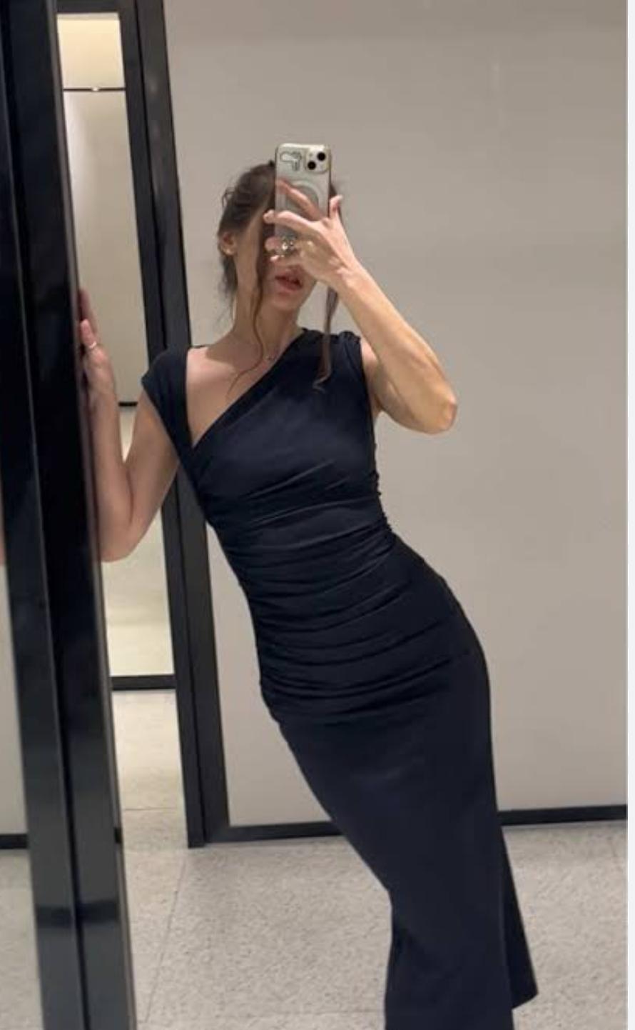 Asymmetric Draped Dress FT798