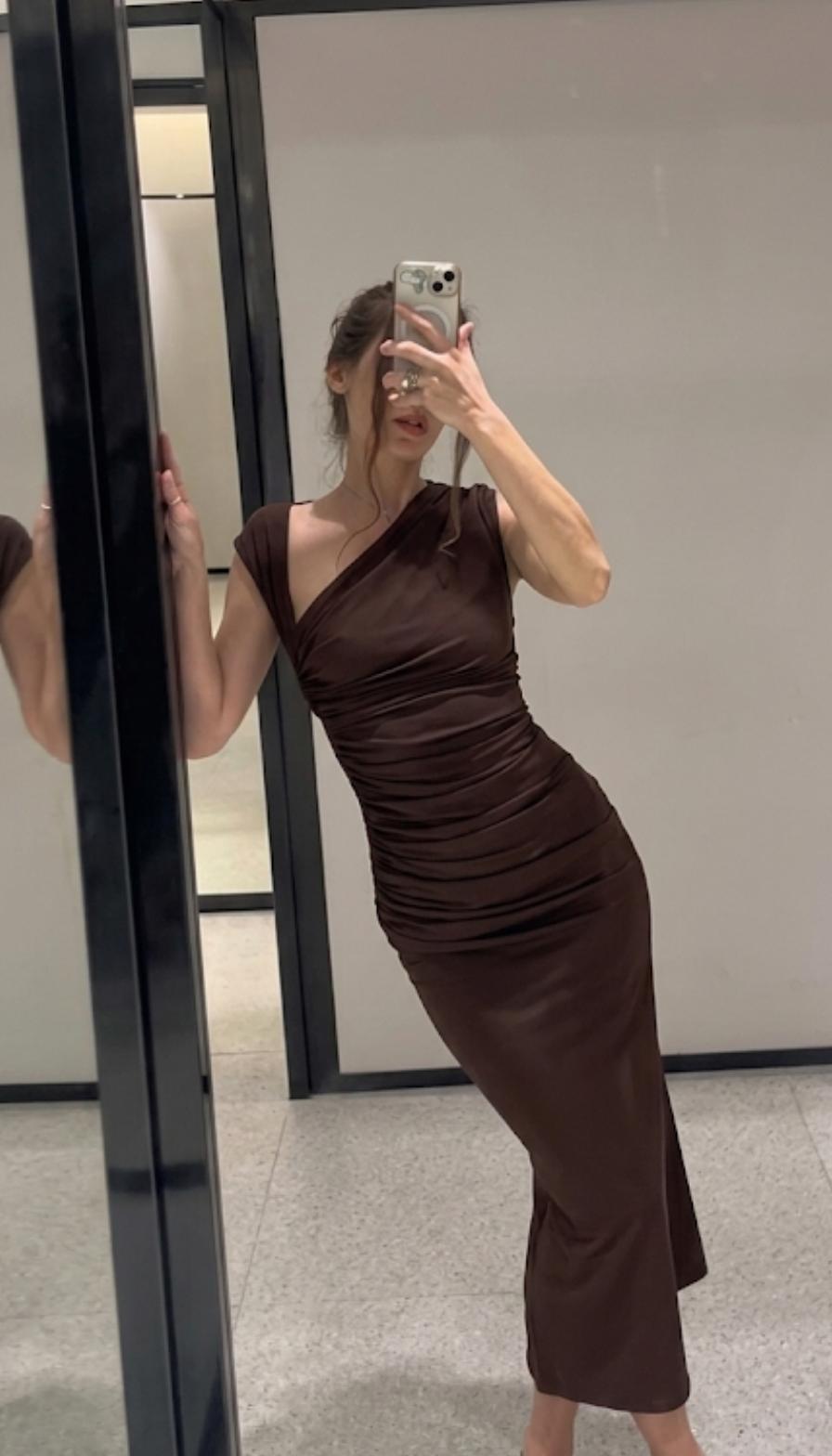 Asymmetric Draped Dress FT798
