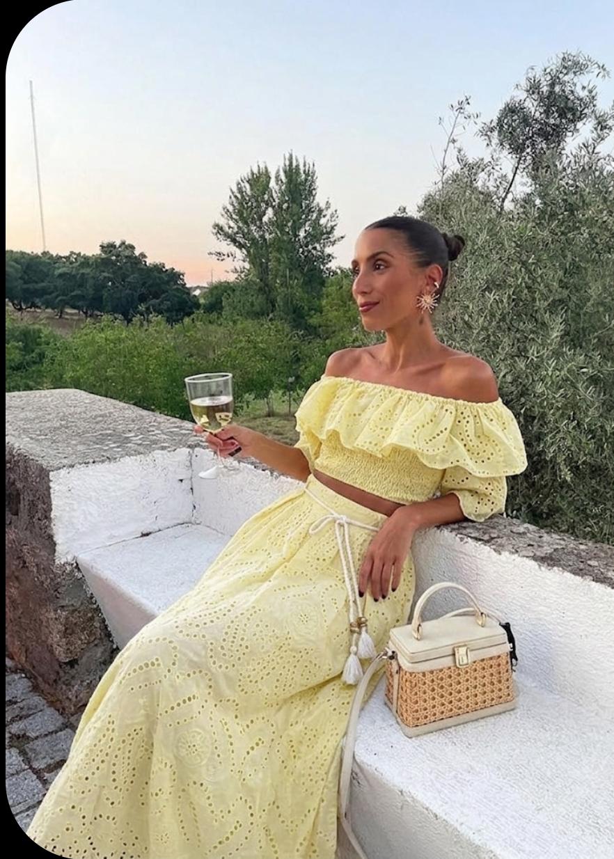 Luxe Off Shoulder Eyelet Top And Skirt Set FT806
