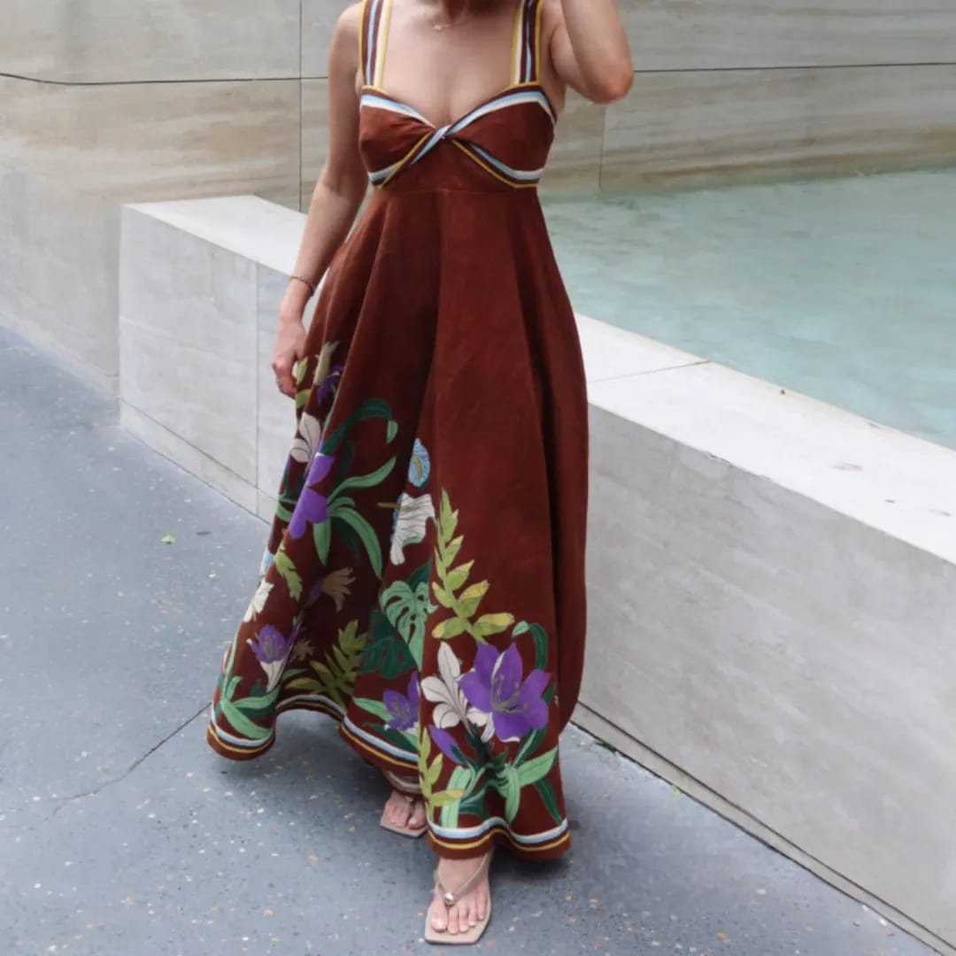 Twisted Midi Dress In Cotton Linen FT801