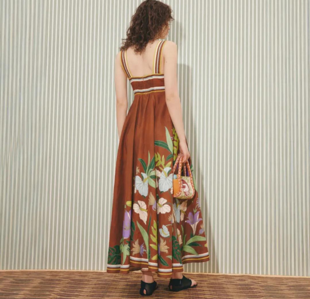 Twisted Midi Dress In Cotton Linen FT801