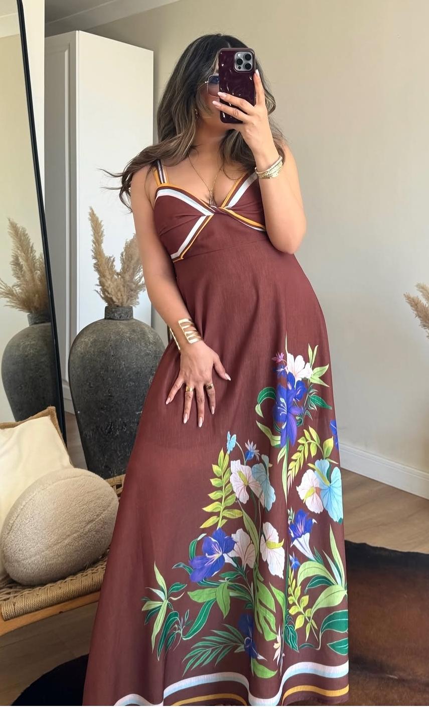 Twisted Midi Dress In Cotton Linen FT801
