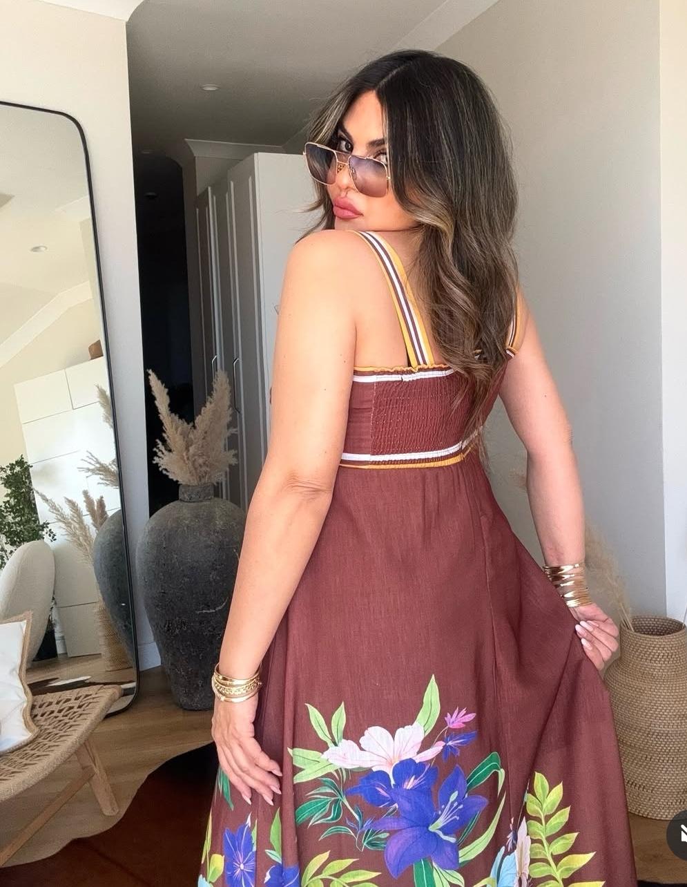 Twisted Midi Dress In Cotton Linen FT801