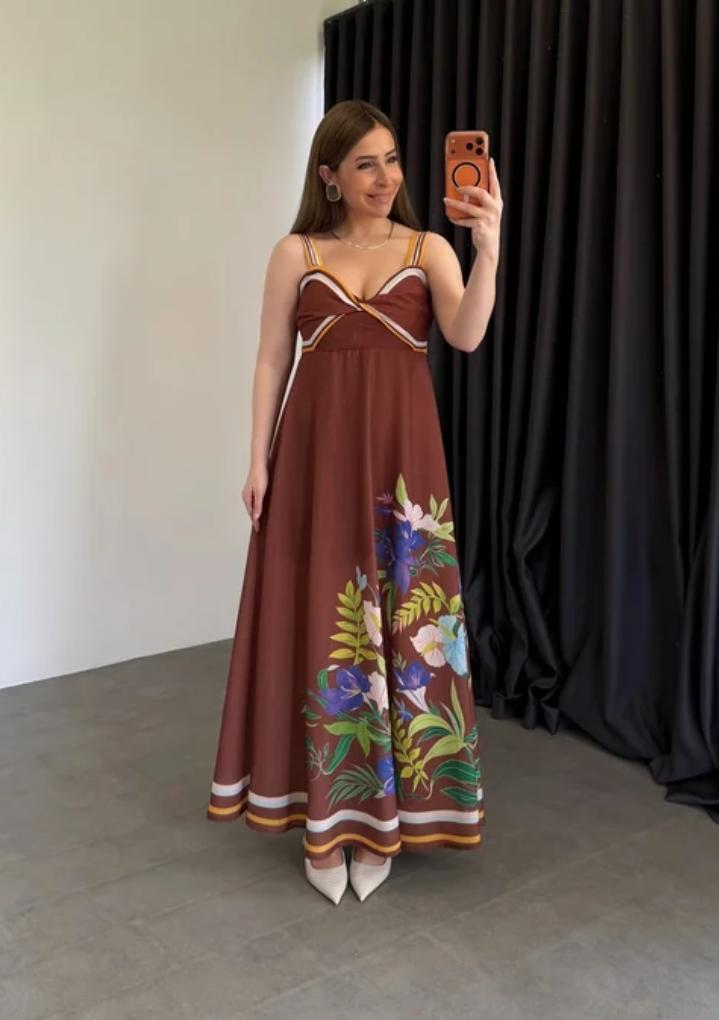 Twisted Midi Dress In Cotton Linen FT801