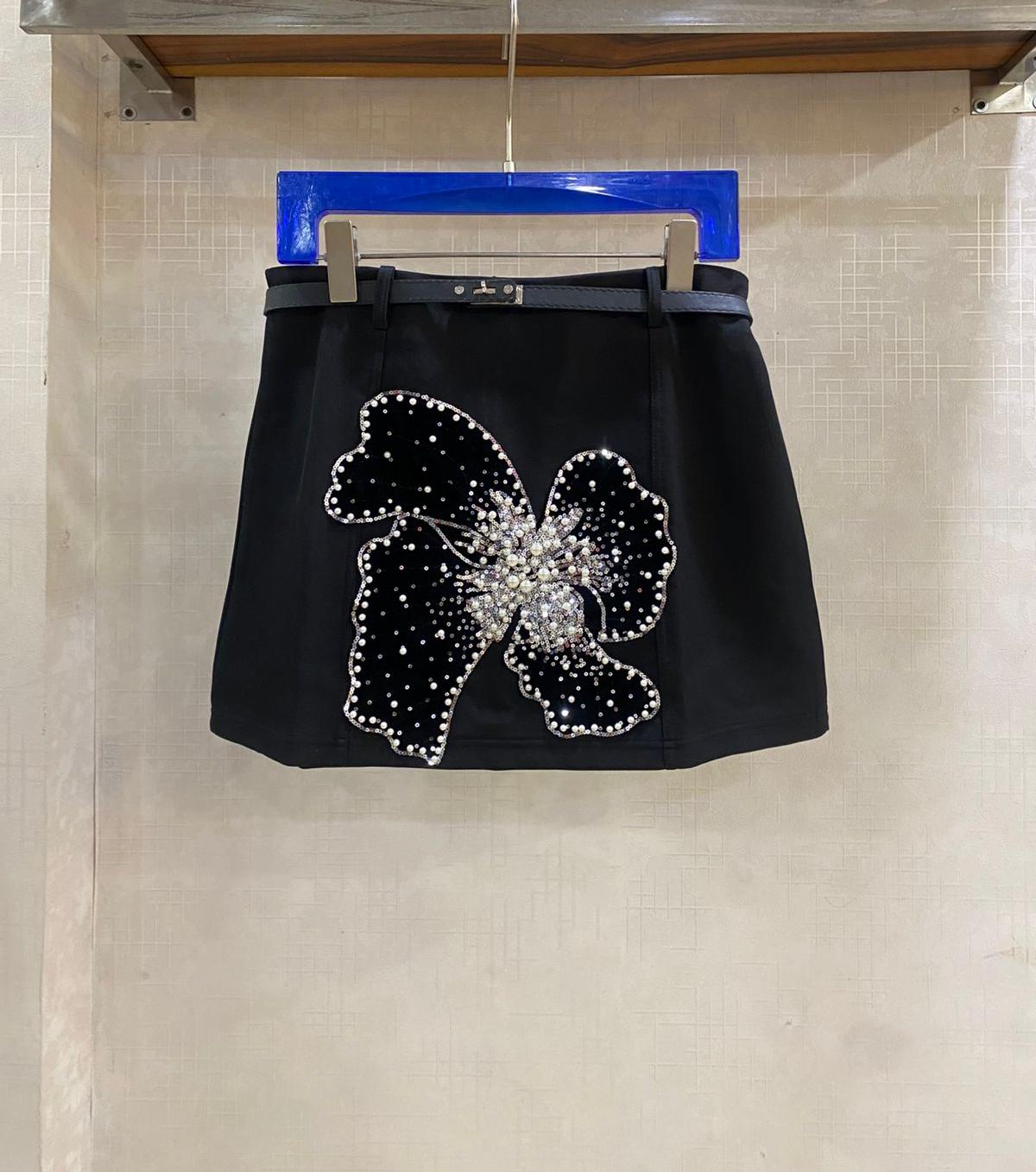 Embellished Flower Skirt With Belt FT807