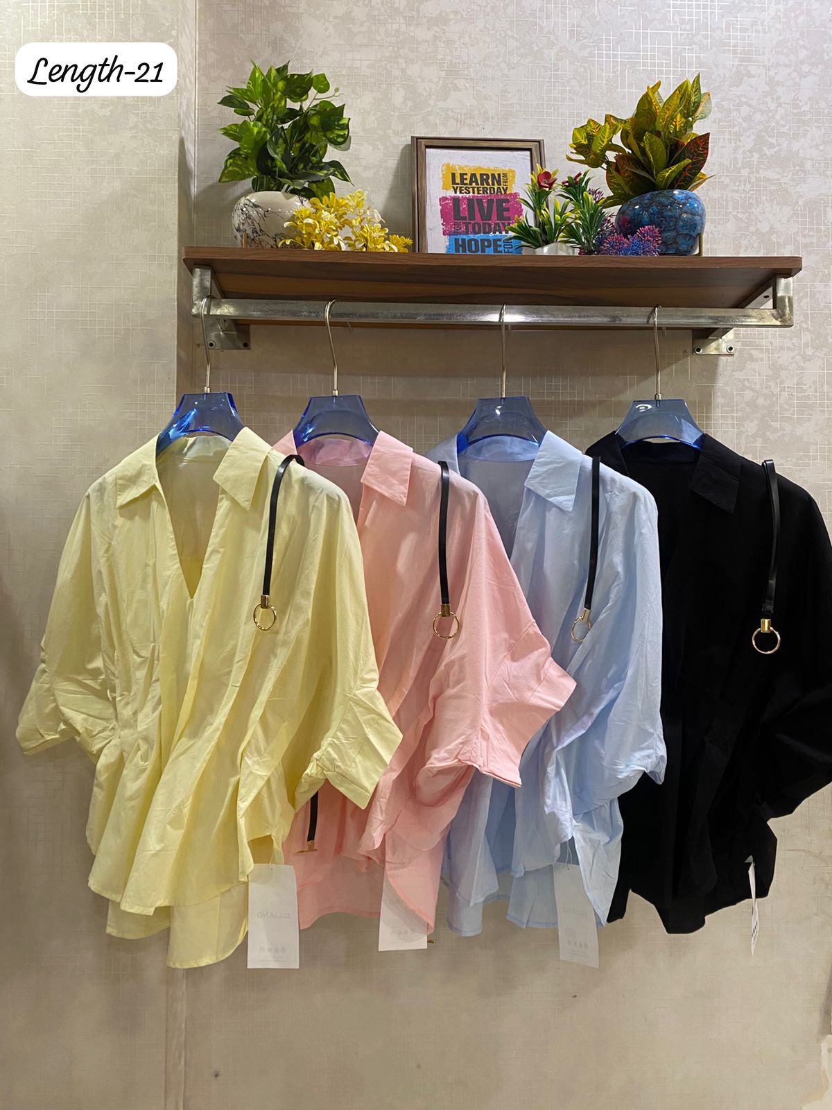 Loose Fit Cotton Shirt With Belt FT709