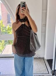 Polka Dot Top  With Golden Detailing FT714
