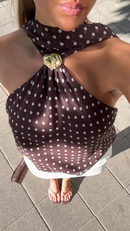 Polka Dot Top  With Golden Detailing FT714