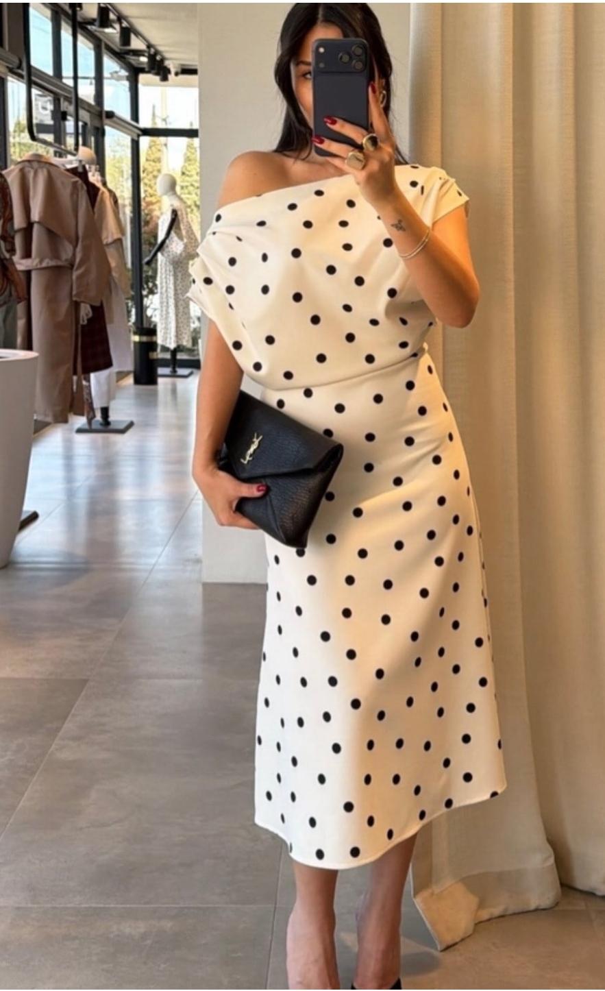 Asymmetric Polka Dot Dress FT715
