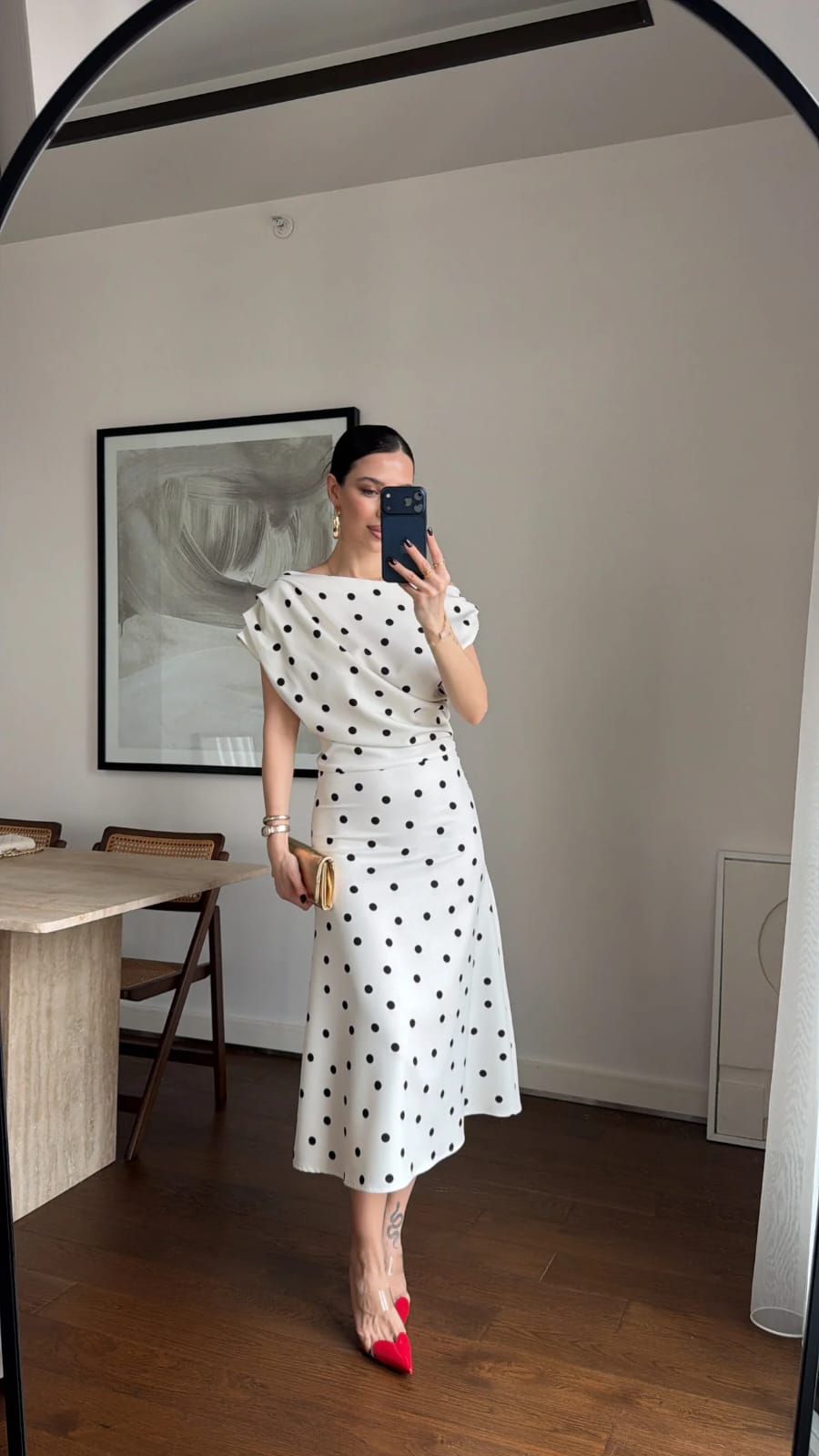 Asymmetric Polka Dot Dress FT715