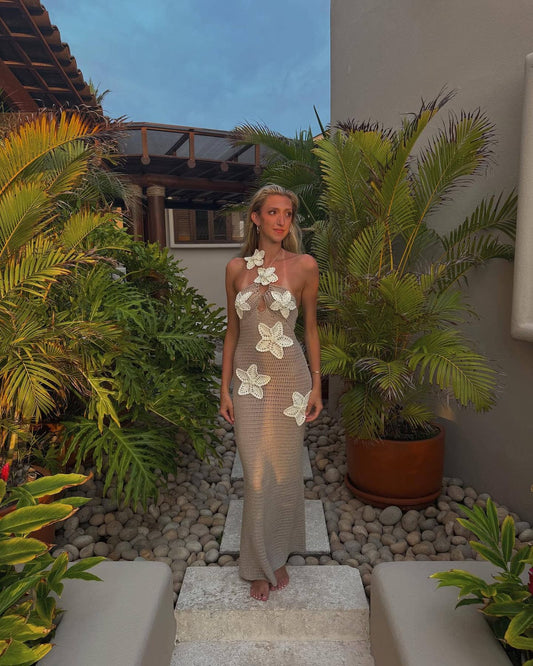 Stunning Crochet Flower Dress FT723