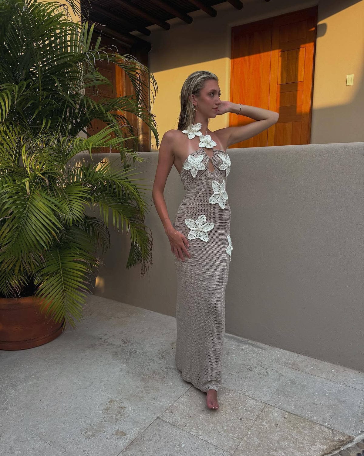 Stunning Crochet Flower Dress FT723