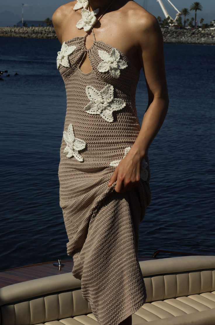 Stunning Crochet Flower Dress FT723