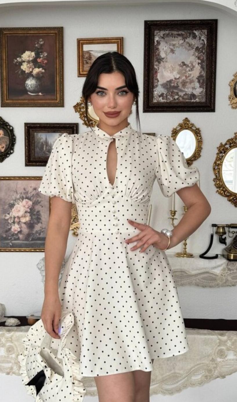 Stunning Polka Dot Corset Style Dress FT727