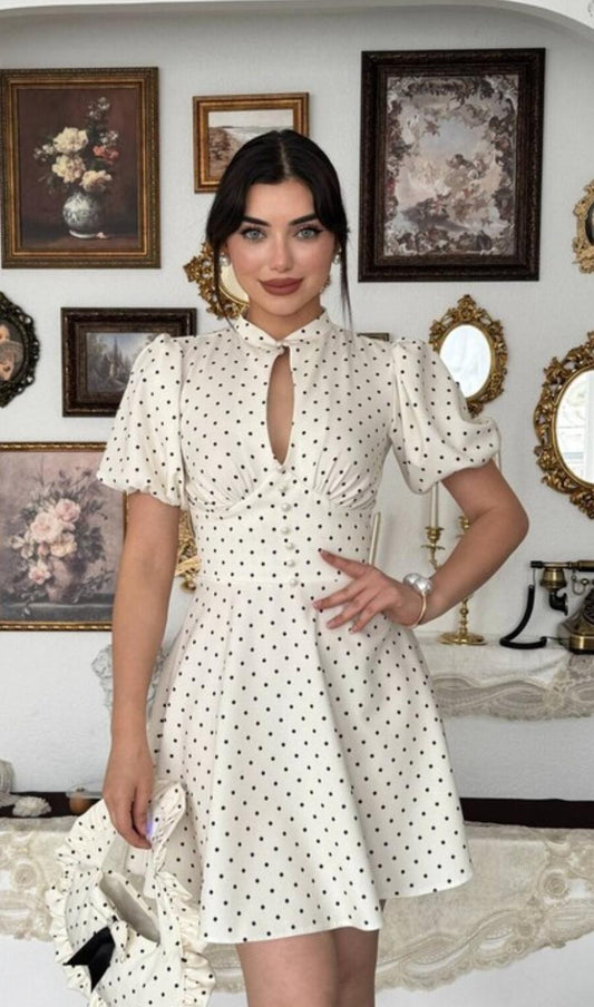 Stunning Polka Dot Corset Style Dress FT727