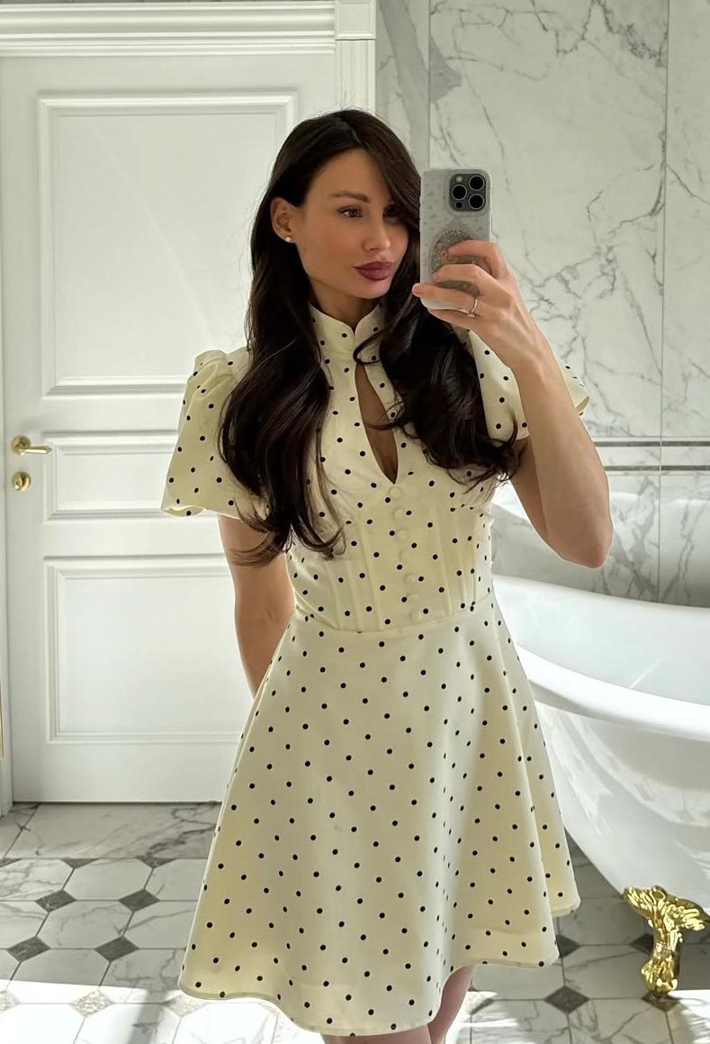 Stunning Polka Dot Corset Style Dress FT727