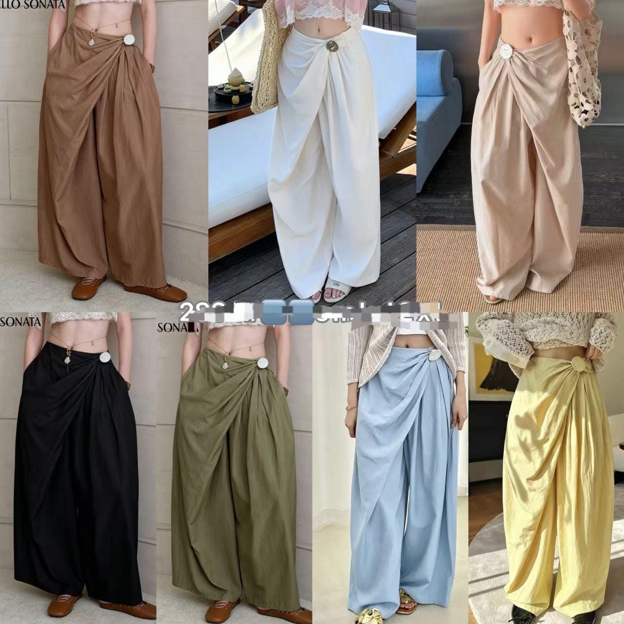 High-Waist Loose Pant With Wrap Design And Metal Button Detail FT820