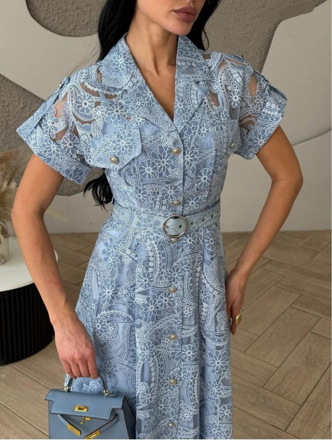 Luxe Crochet Lace Embroidered Dress FT822
