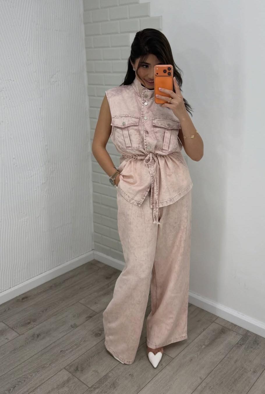 Denim Sleeveless Vest And Trouser FT835