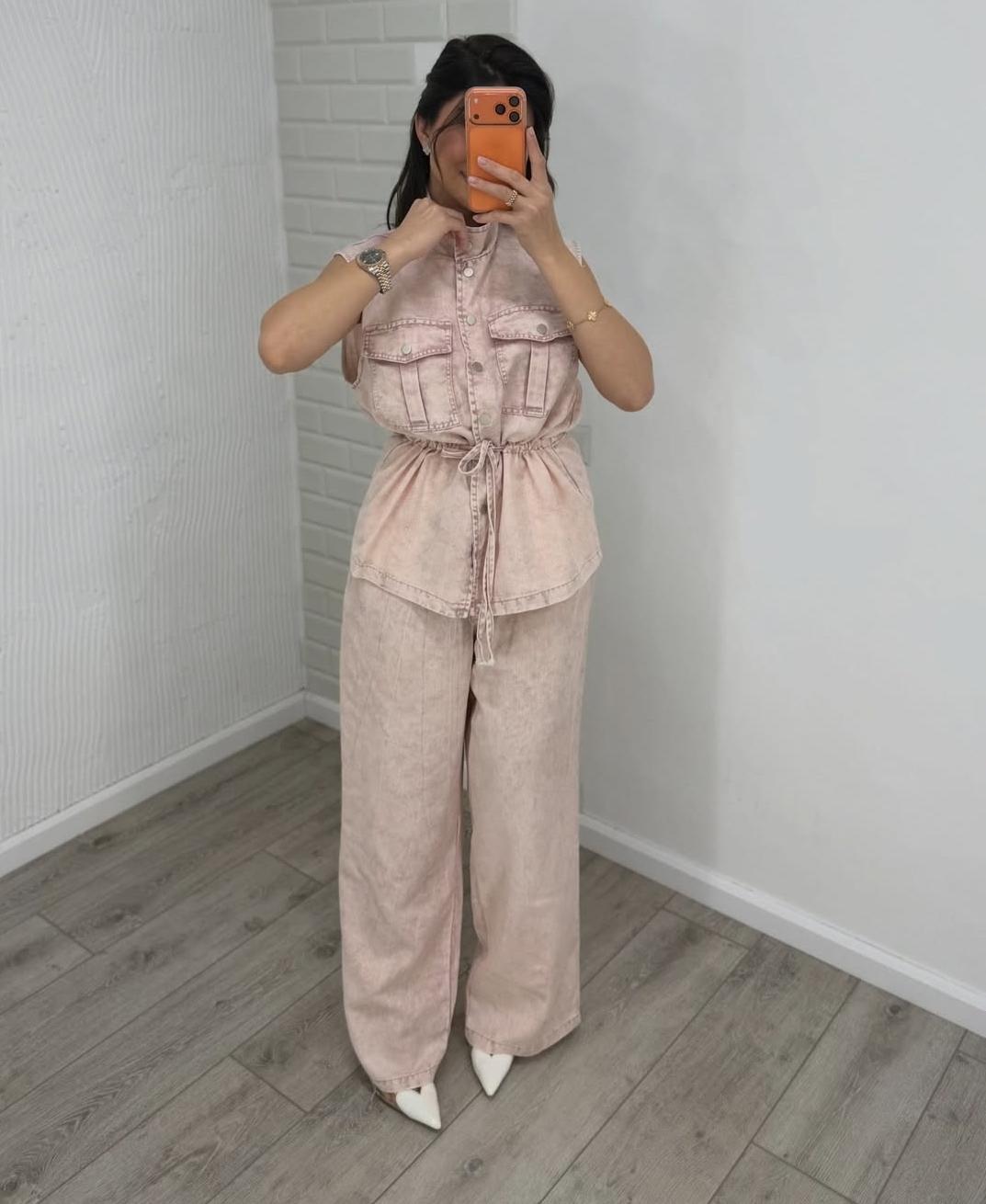 Denim Sleeveless Vest And Trouser FT835