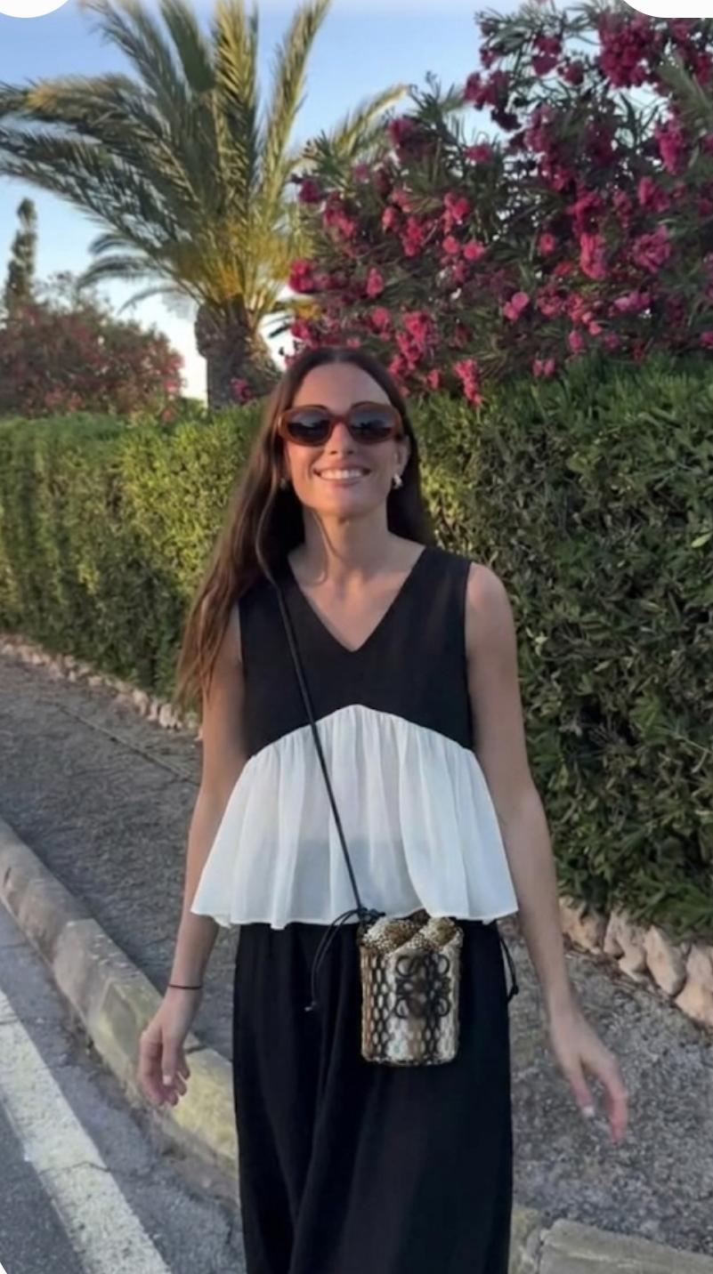Color Block Ruffled Sleeveless Top And Pant FT839