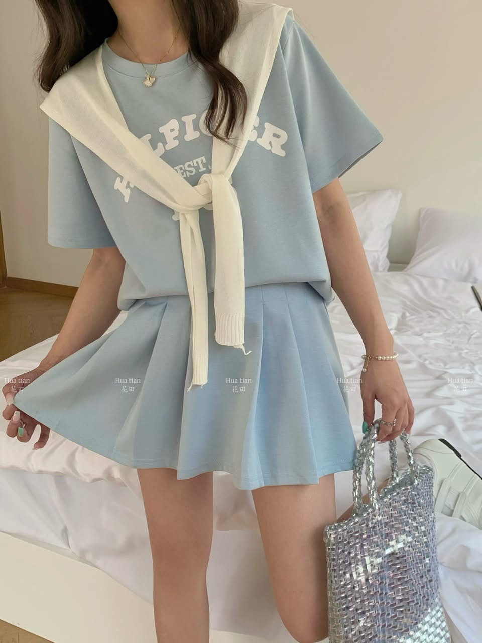 Premium Skirt Set With Scarf FT841