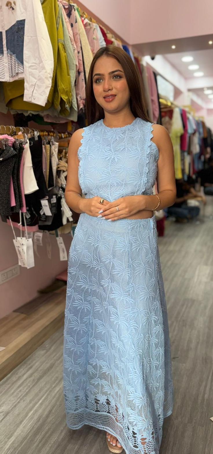 Lace Embroidered Two-Piece Skirt Set FT887