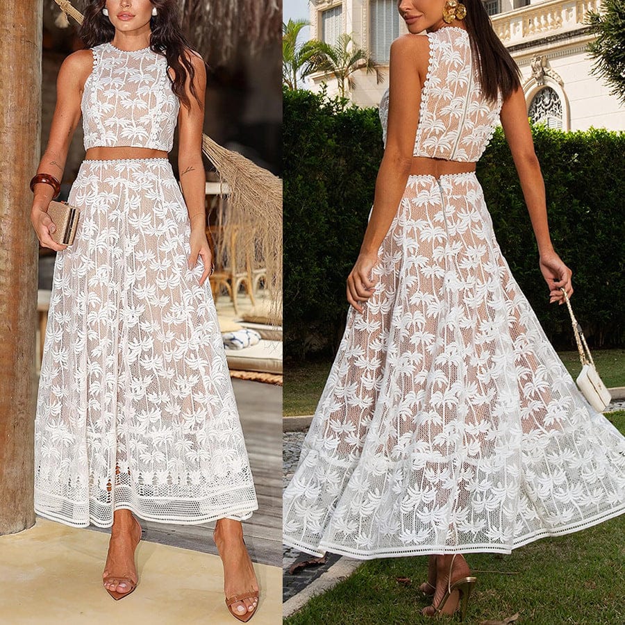 Lace Embroidered Two-Piece Skirt Set FT887