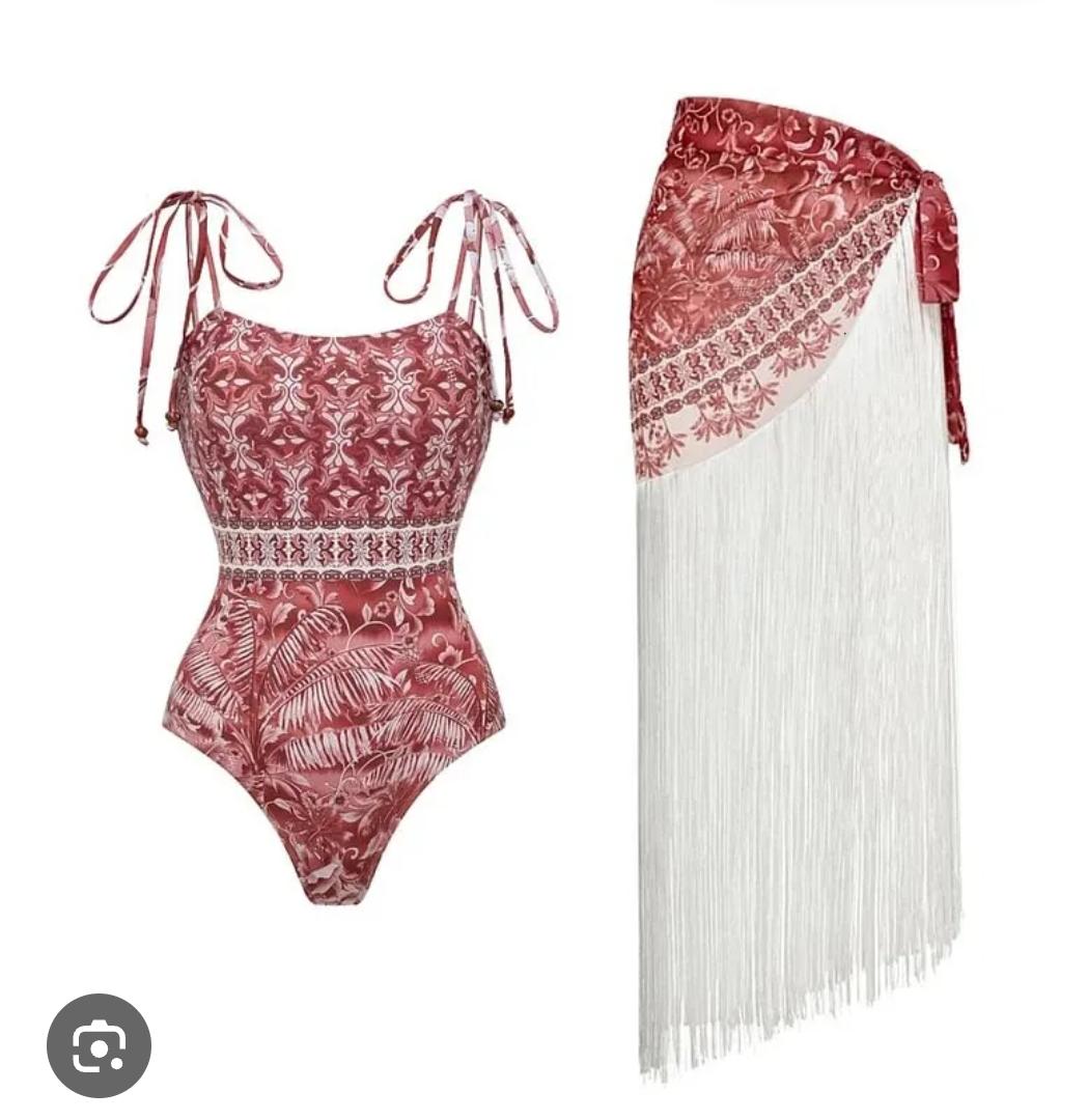 Tie-Up Swim Suit With Skirt FT901