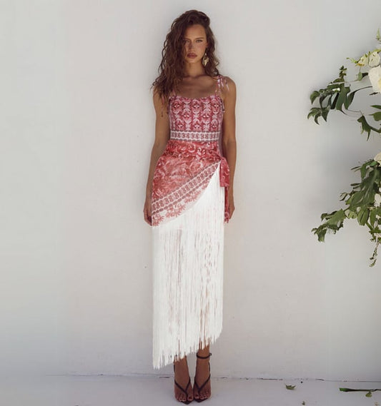 Tie-Up Swim Suit With Skirt FT901