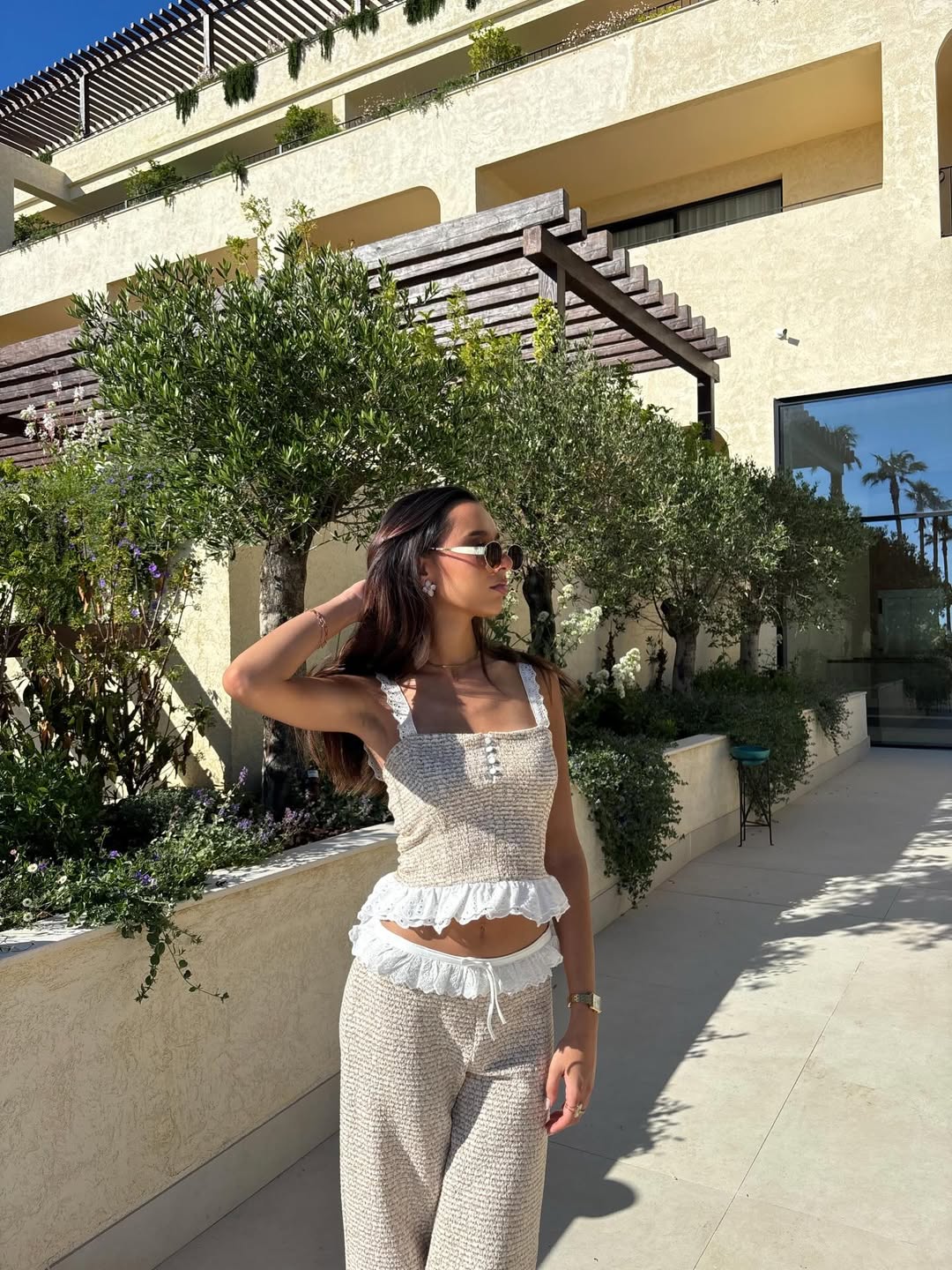 Textured Summer Lace Detailed Co-Ord Set FT900