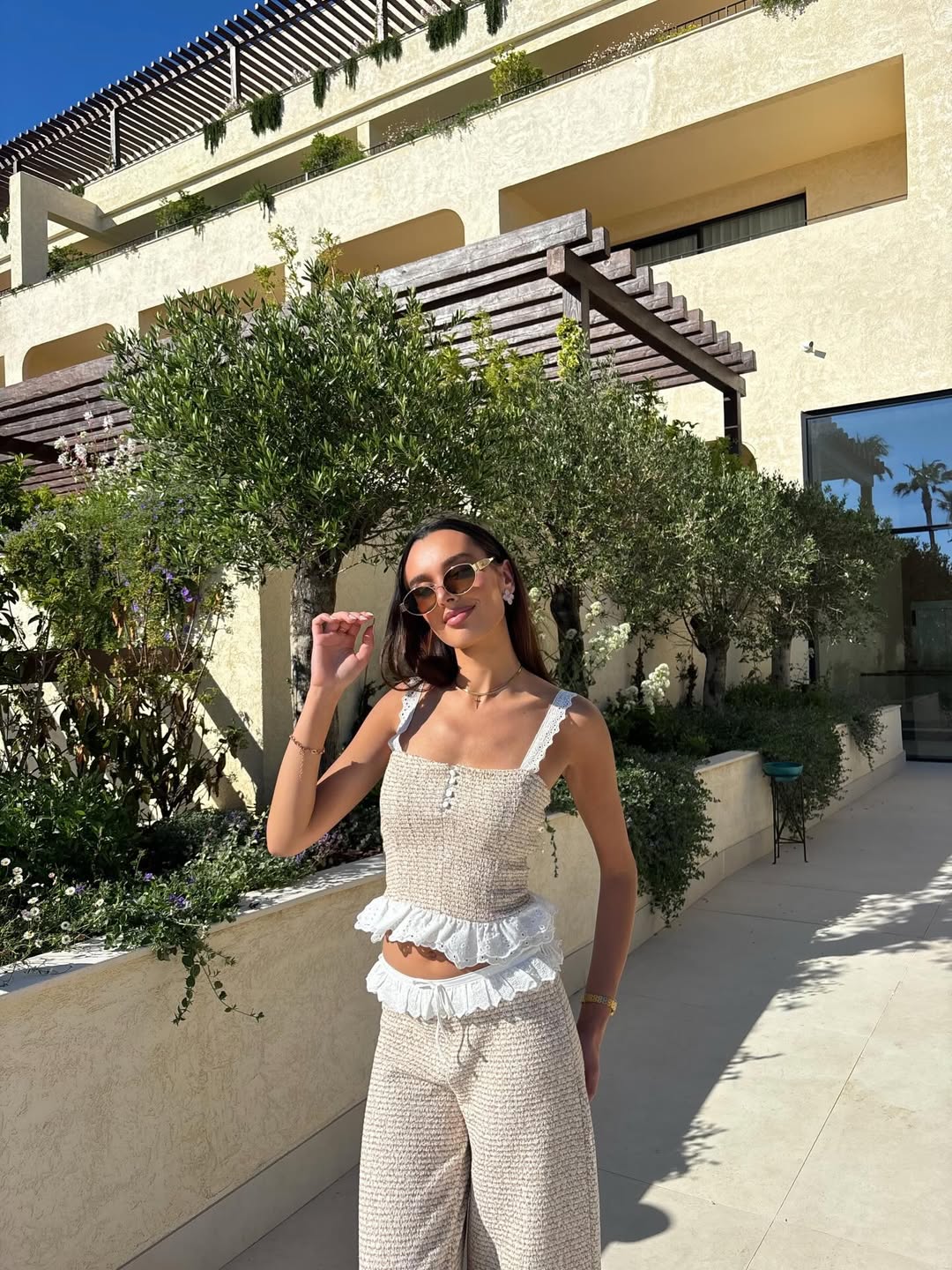 Textured Summer Lace Detailed Co-Ord Set FT900