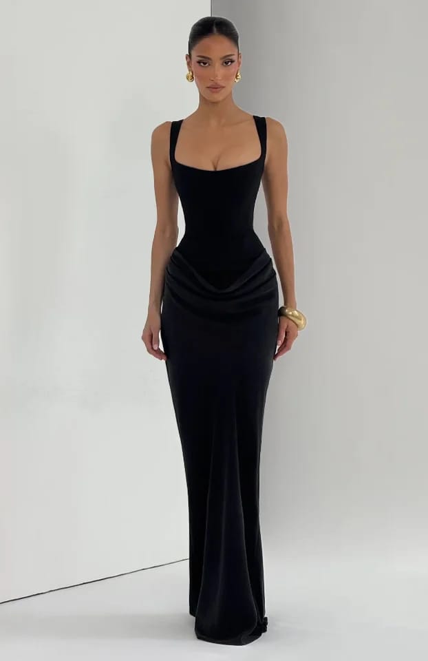 Structured Corset-Style Dress with wide straps FT899