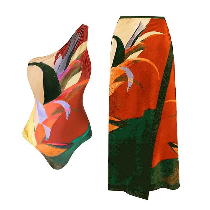 Printed Swimsuit With Skirt FT895